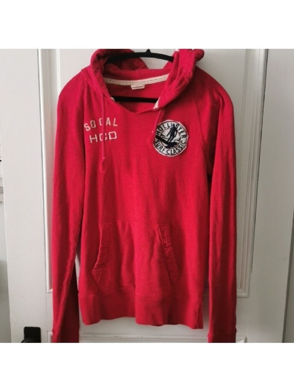 Womens vintage Hollister surf classic red hoody, drawstring with pockets. Size M